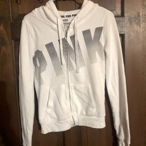 Pink brand white zip up hoodie